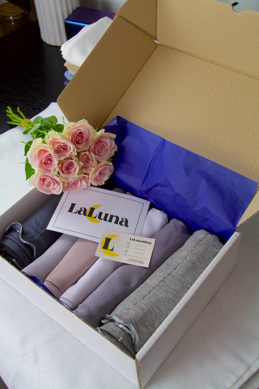 Coffret 5 Hijabs – Box Cadeau et Deux Personnalisations Offertes